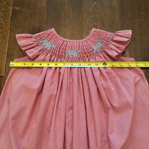 NWOT Stitchy Fish Elephant Smocked Dress, Red Mini Gingham - 6 - Picture 4 of 8